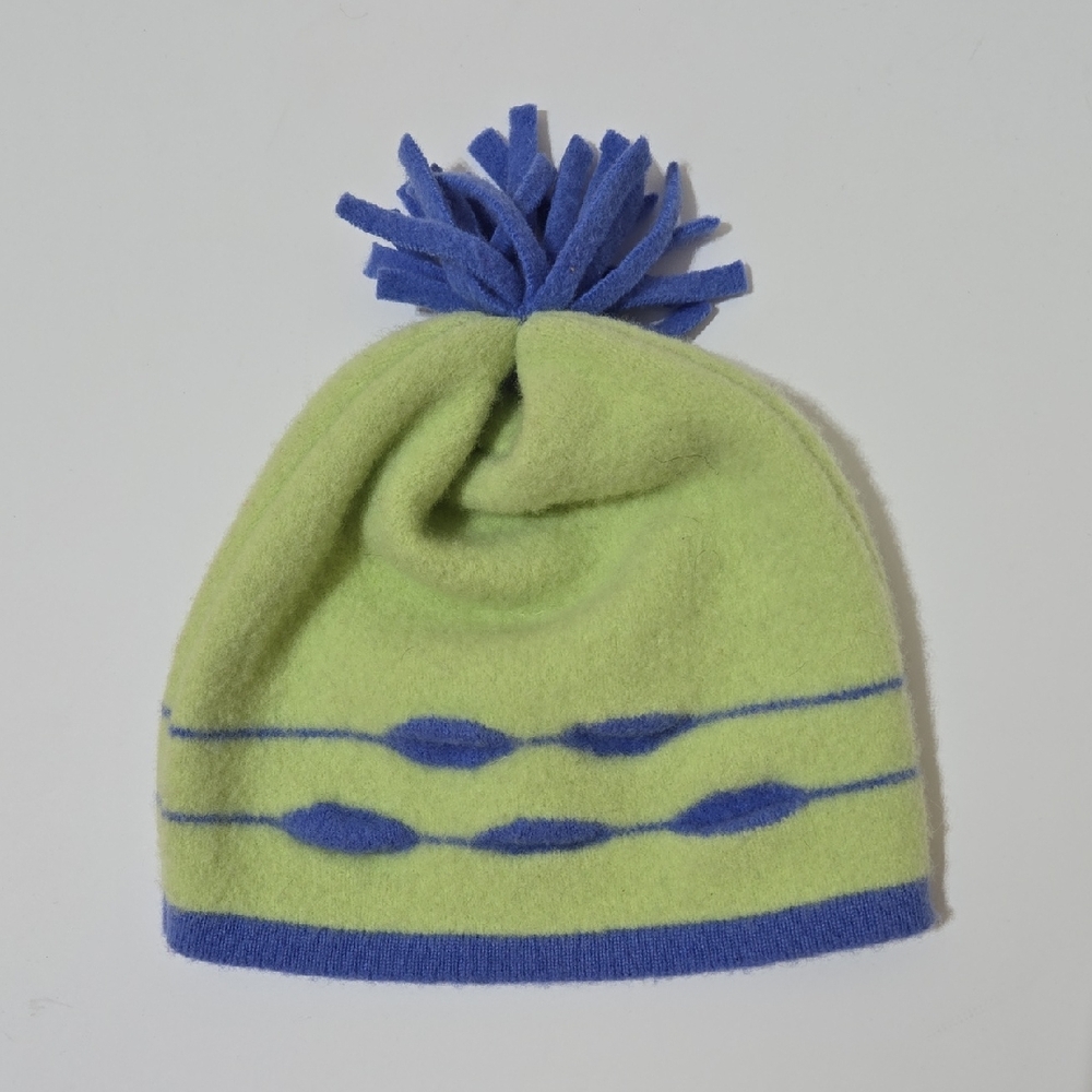 Lochayen of Scotland Green and Blue Wool Pom-Pom Beanie
